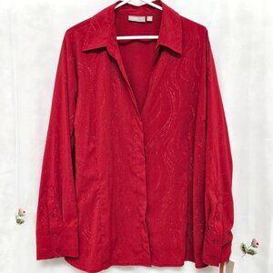 CROFT & BARROW* RED METALLIC SHIMMER BLOUSE* SIZE: 3X